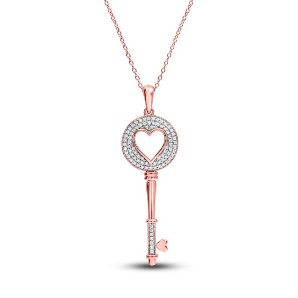 Kay Jewelers Rose Gold and Silver Heart Key Necklace